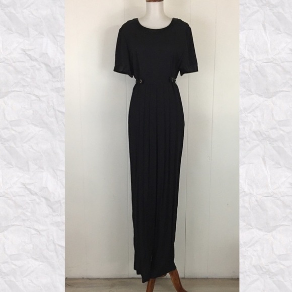Vintage jumpsuit 80s 90s retro VTG EUC black tieback medium small full length - Picture 12 of 14
